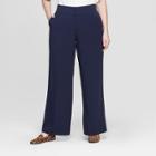 Women's Plus Size Wide Leg Trouser Pants - Ava & Viv Navy (blue)