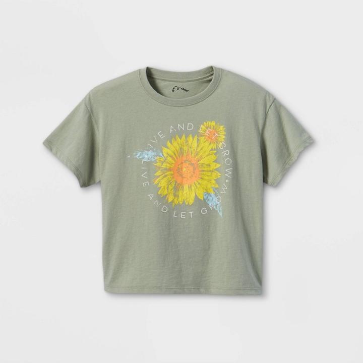 Girls' Boxy Cropped Graphic T-shirt - Art Class Light Green