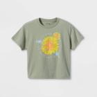 Girls' Boxy Cropped Graphic T-shirt - Art Class Light Green