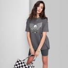 Women's Ascot + Hart Eagle Short Sleeve Graphic Boyfriend T-shirt - Gray
