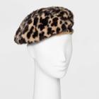 Women's Leopard Print Faux Angora Beret - A New Day , Women's, Size: Small,