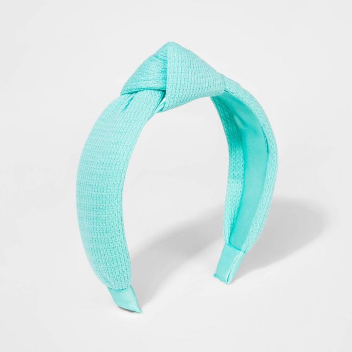 Girls' Puffy Fabric Headband - Cat & Jack Aqua, Women's, Blue