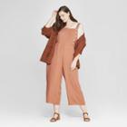 Women's Plus Size Sleeveless Button Detailed Jumpsuit - Universal Thread Orange