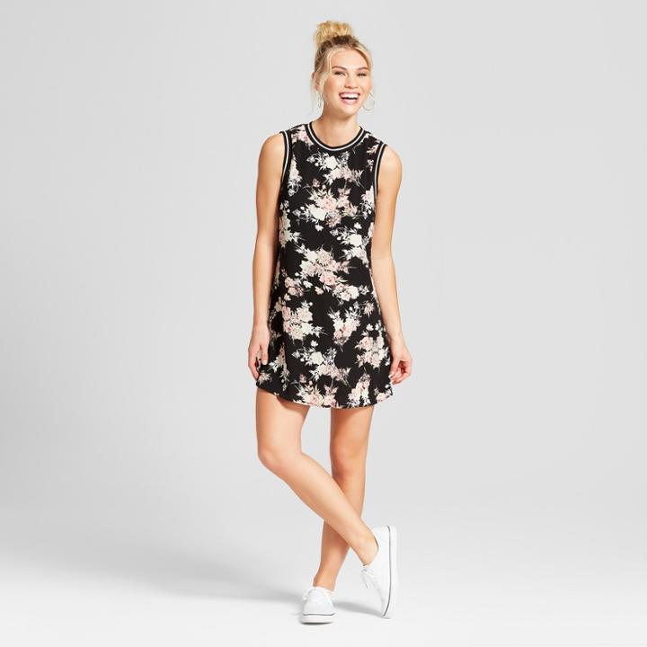 Women's Athletic Trim Floral Dress - Lily Star (juniors') Black