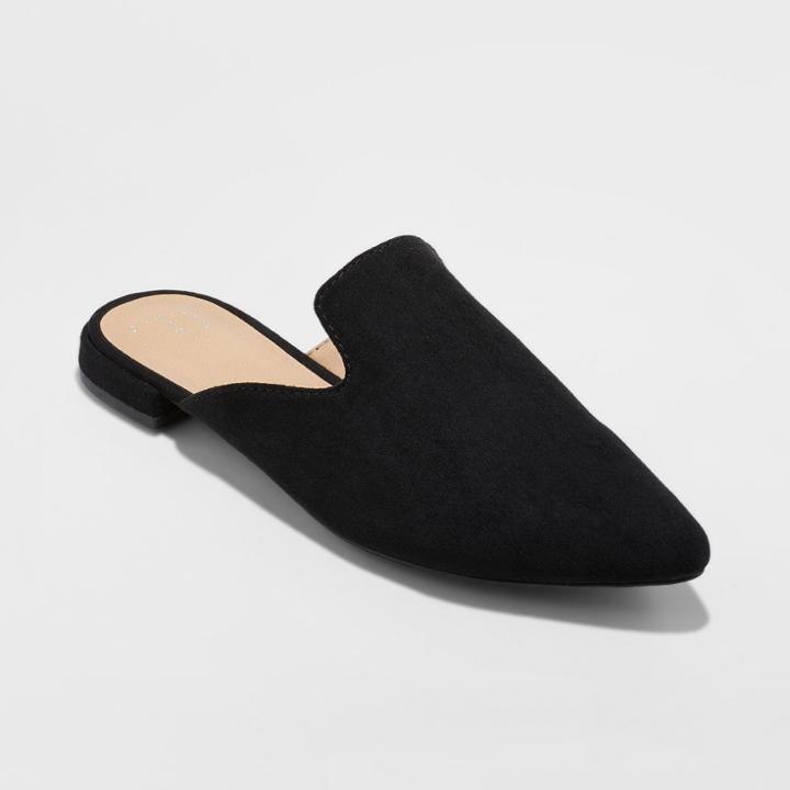 Target Women's Velma Wide Width Slip On Pointy Toe Mules - A New Day Black 7.5w,