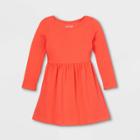 Toddler Girls' Solid Knit Long Sleeve Dress - Cat & Jack Orange