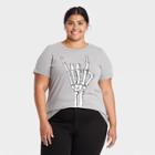 Grayson Threads Women's Plus Size Halloween Skeleton Rocker Short Sleeve Graphic T-shirt - Gray