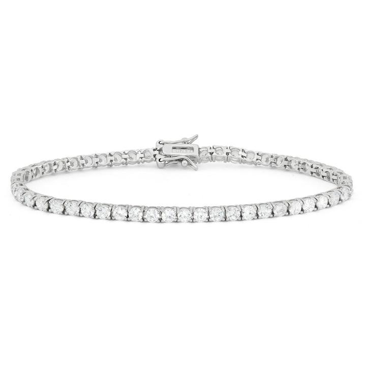 Tiara 3mm Round-cut Cubic Zirconia Tennis Bracelet In Sterling