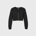 Women's Cropped Button-front Cardigan - Wild Fable Black