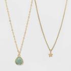 No Brand Petiteshort Necklaces Set Of Two With Charms - Blue, Women's