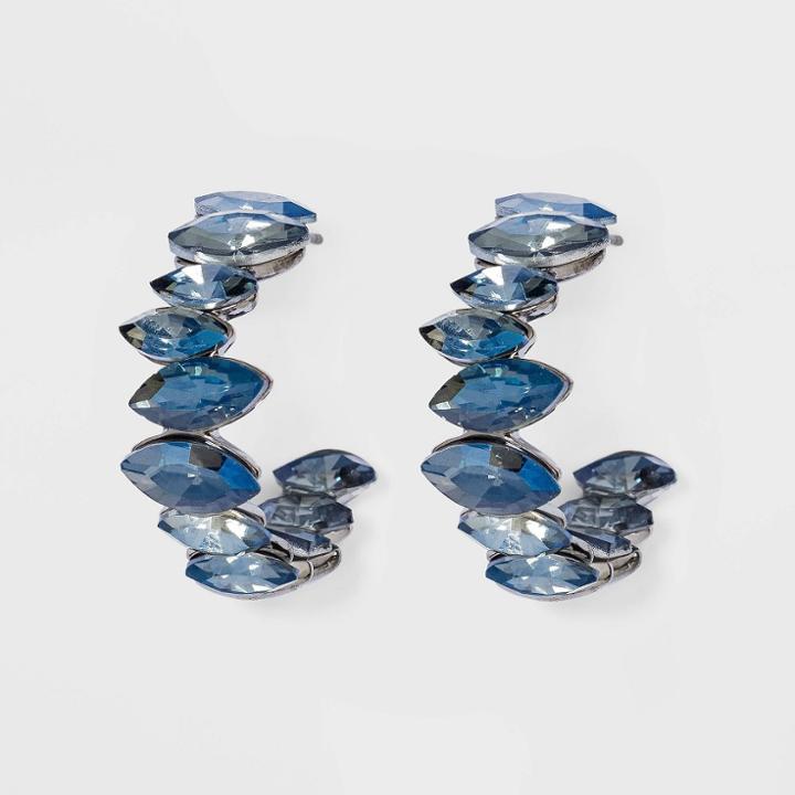 Crystal Cluster Hoop Earrings - A New Day Blue, Women's