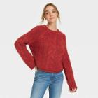 Women's Cable Knit Crewneck Pullover Sweater - Universal Thread Red