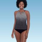 Women's Slimming Control Keyhole High Neck Tankini Top - Dreamsuit By Miracle Brands Black