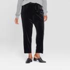 Women's Plus Size Straight Leg Velvet Pants - Ava & Viv Black