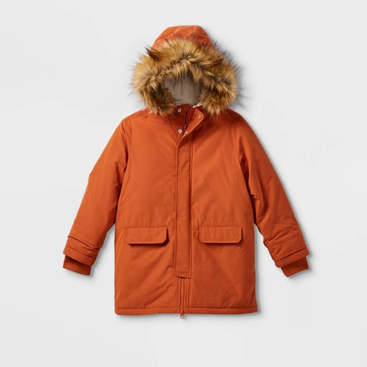 Girls' Hooded Parka Jacket - Cat & Jack Orange