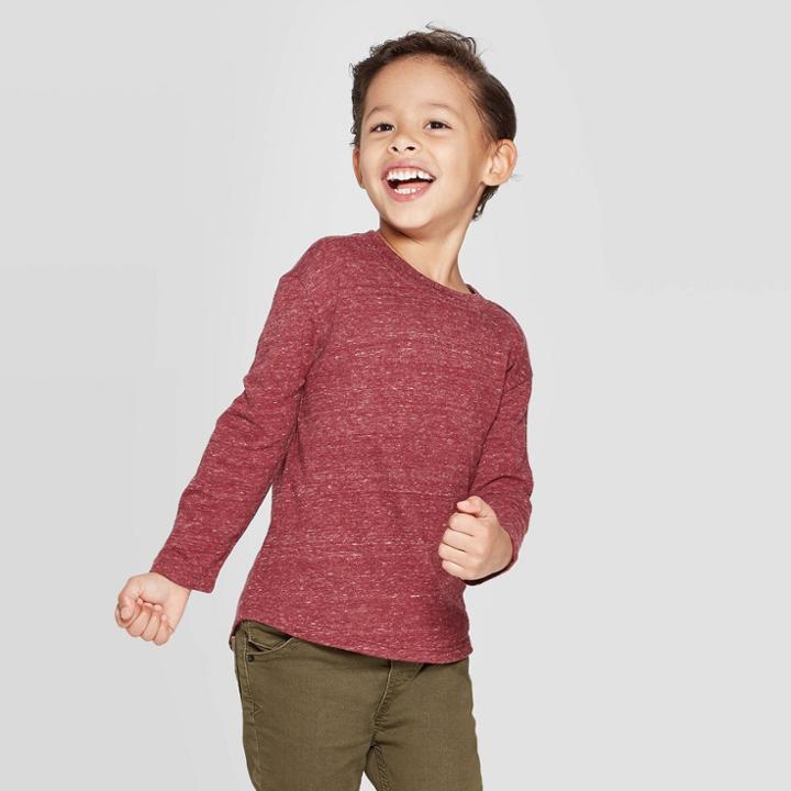 Toddler Boys' Specialty Jersey Long Sleeve T-shirt - Cat & Jack Burgundy