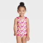 Toddler Girls' Floral Print One Piece Swimsuit - Cat & Jack Red