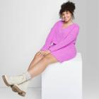 Women's Plus Size Cropped Cozy Cardigan - Wild Fable Violet