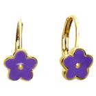 Target Ellen 18k Gold Overlay Enamel Flower Leverback Earrings - Lavender, Girl's