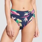 Sunn Lab Swim Women's Tropical High Waist Bikini Bottom - Navy Tropical
