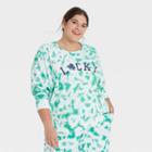 Grayson Threads Women's Plus Size Lucky Tie-dye Wash Graphic Sweatshirt - Green