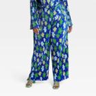 Black History Month Target X Sammy B Women's Plus Size Wide Leg Pleated Trousers - Blue Floral