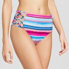 Vanilla Beach Women's Lace-up High Waist Cheeky Bikini Bottom - Xs,