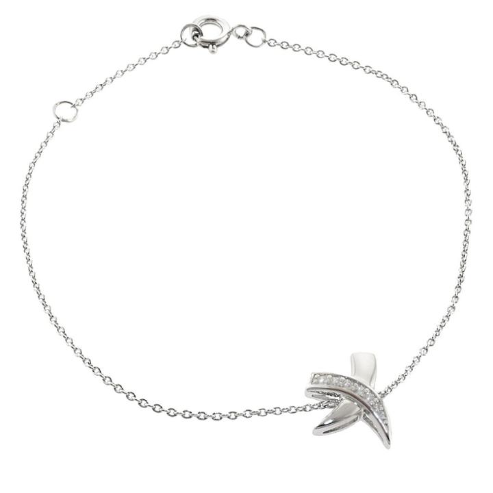 Distributed By Target Women's Silver Plated Bypass X With Crystals Bracelet - White/silver, Clear