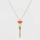 Semi-precious Aventurine Agate With Worn Gold Tassel Pendant Necklace - Universal Thread Gold