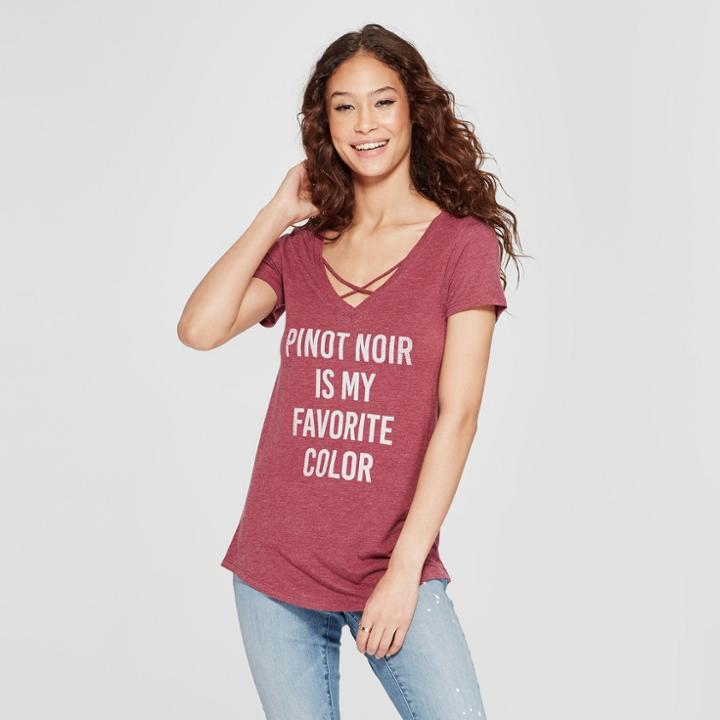 Women's Short Sleeve Pinot Is My Favorite Color Graphic T-shirt - Awake Burgundy