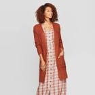 Women's Long Sleeve Textured Cardigan - Universal Thread Brown L, Women's,