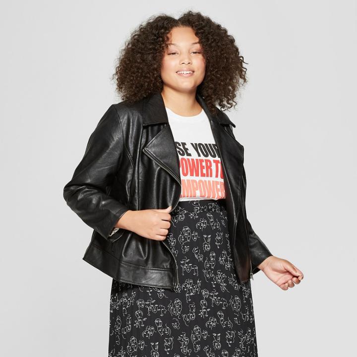 Women's Plus Size Moto Jacket - A New Day + Vital Voices - Black X