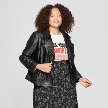 Women's Plus Size Moto Jacket - A New Day + Vital Voices - Black X