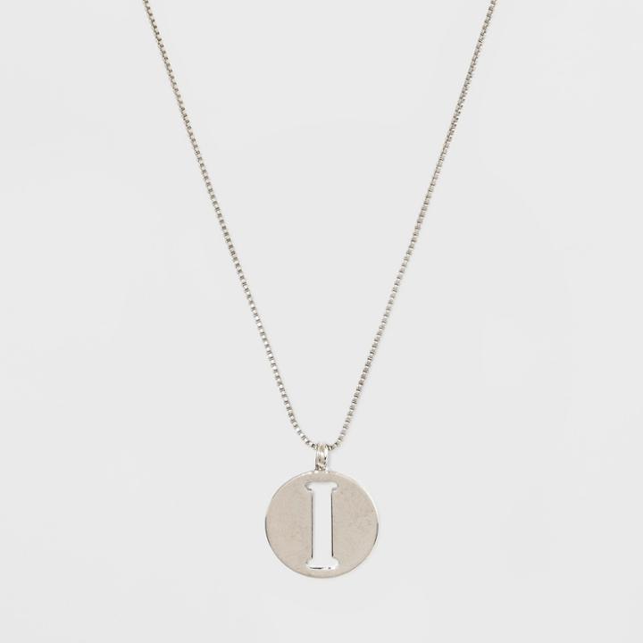 Silver Plated Initial I Pendant Necklace - A New Day Silver,