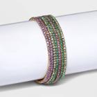 Multi-strand Rhinestone Stretch Bracelet Set 7pc - A New Day Green