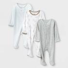 Baby Boys' 3pk 'oh Deer' Sleep N' Play - Cloud Island White/gray/aqua Newborn