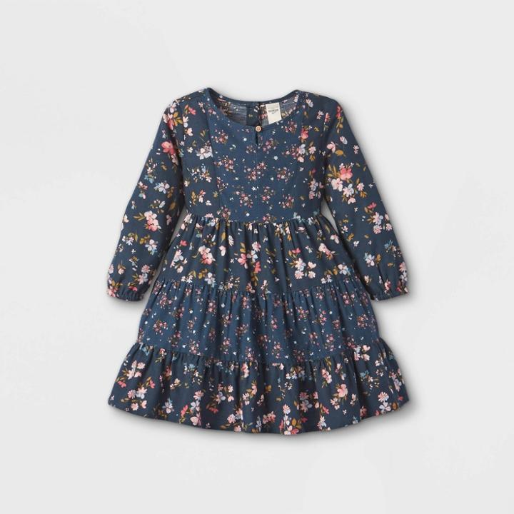 Oshkosh B'gosh Toddler Girls' Mixed Floral Long Sleeve Dress - Navy