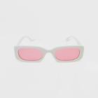 Women's Solid Plastic Rectangle Sunglasses - Wild Fable White