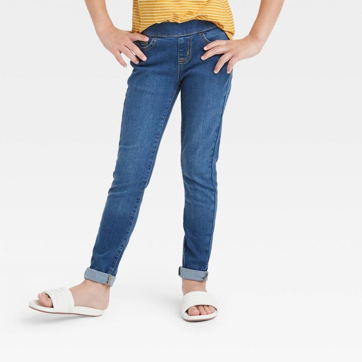 Girls' Mid-rise Pull-on Jeggings - Cat & Jack Light Wash