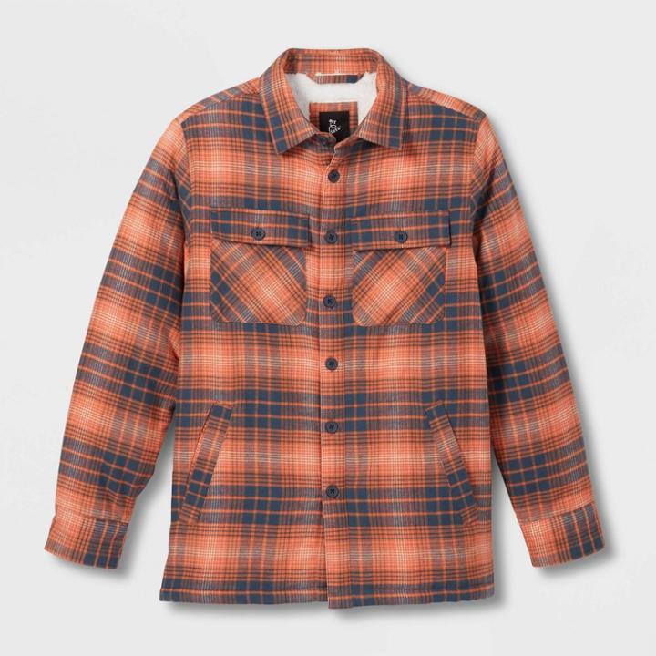 Kids' Plaid Shirt Jacket - Art Class Orange