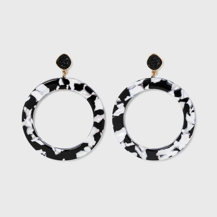 Sugarfix By Baublebar Druzy Colorful Resin Hoop Earrings - White/black, Women's, Gray