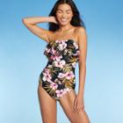 Women's Double Flounce Front High Coverage One Piece Swimsuit - Kona Sol Black