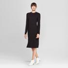 Women's Long Sleeve Knit Midi Dress - Prologue Black