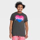 Ev Lgbt Pride Pride Gender Inclusive Adult Bisexual Flag Heart Short Sleeve Graphic T-shirt - Charcoal Gray
