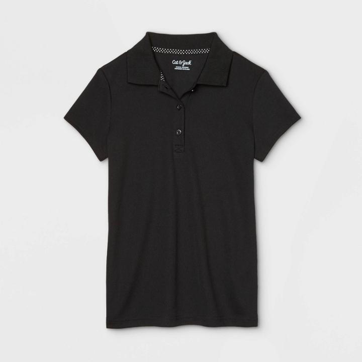 Petitegirls' Short Sleeve Performance Uniform Polo Shirt - Cat & Jack Black