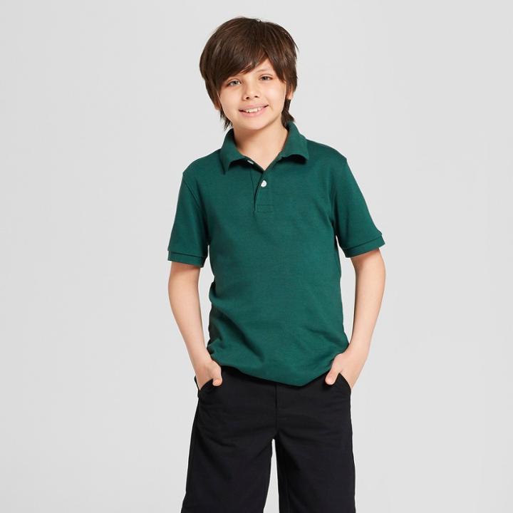 Boys' Short Sleeve Interlock Uniform Polo Shirt - Cat & Jack Green