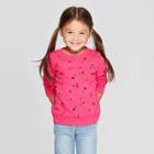 Toddler Girls' Star Print Crew Fleece Sweatshirt - Cat & Jack Pink