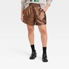 Women's Plus Size High-rise Metallic Shorts - A New Day Copper