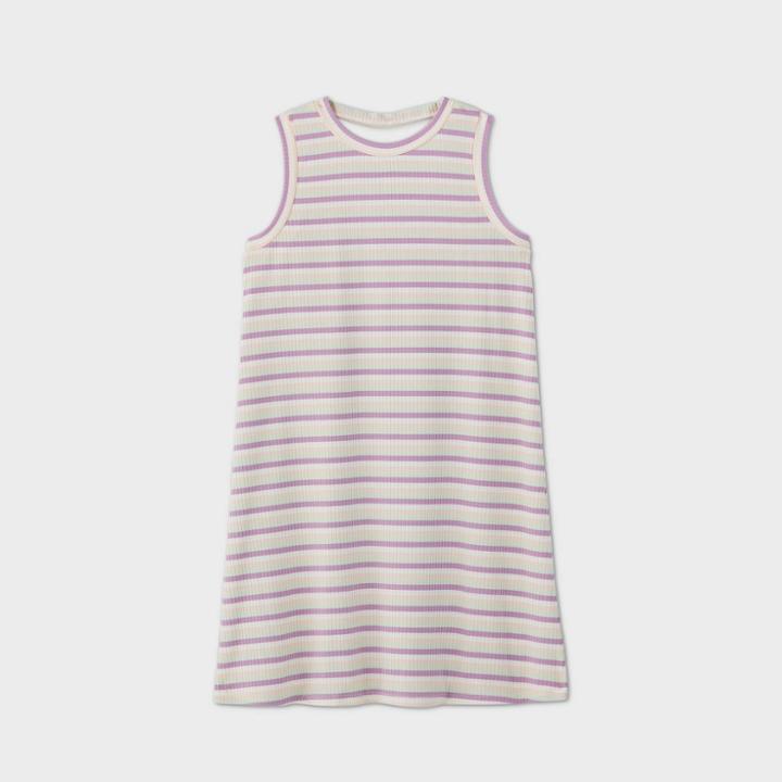 Girls' Striped Rib Knit Dress - Art Class