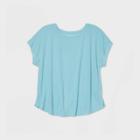 Women's Plus Size Short Sleeve Scoop Neck Linen T-shirt - Ava & Viv Turquoise
